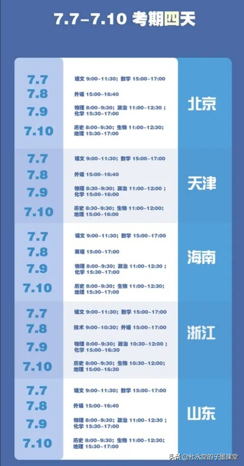 2020年全国高考时间出炉了，跟随子墨老师了解一下！