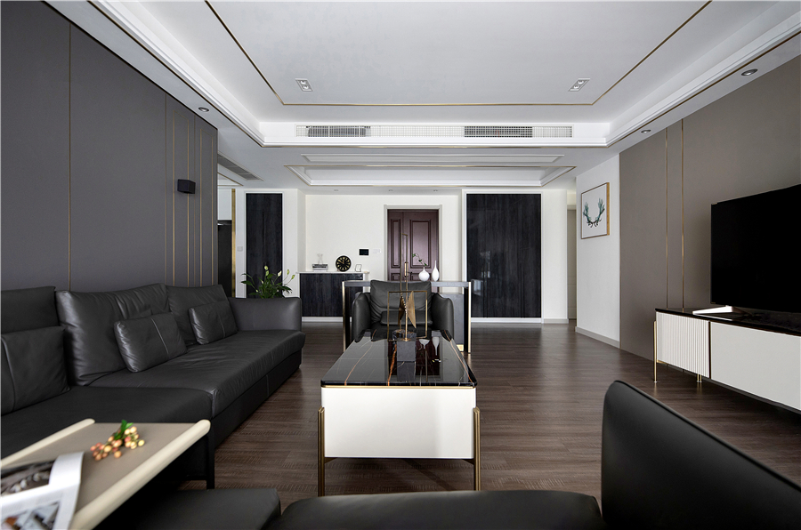 200㎡现代风设计，开放式厨房+餐厅+吧台，轻松自然的生活