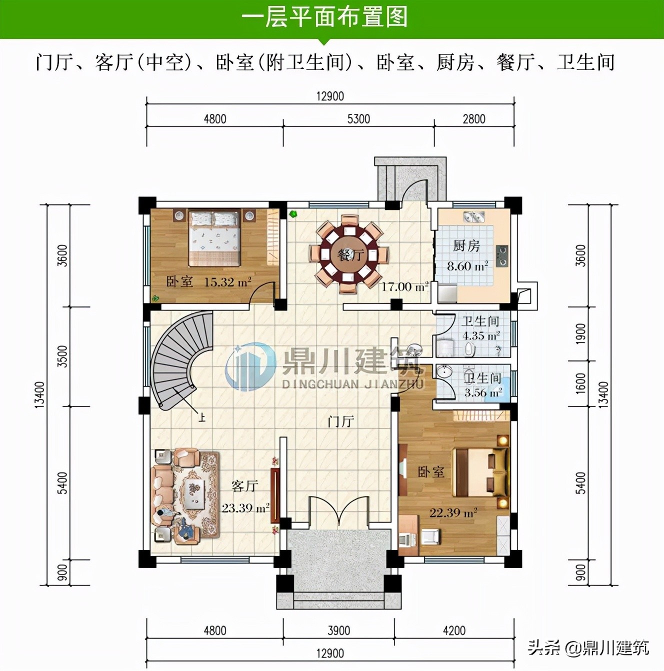 4套复式带旋转楼梯别墅，室内装饰怎么做？何不参考这个效果图