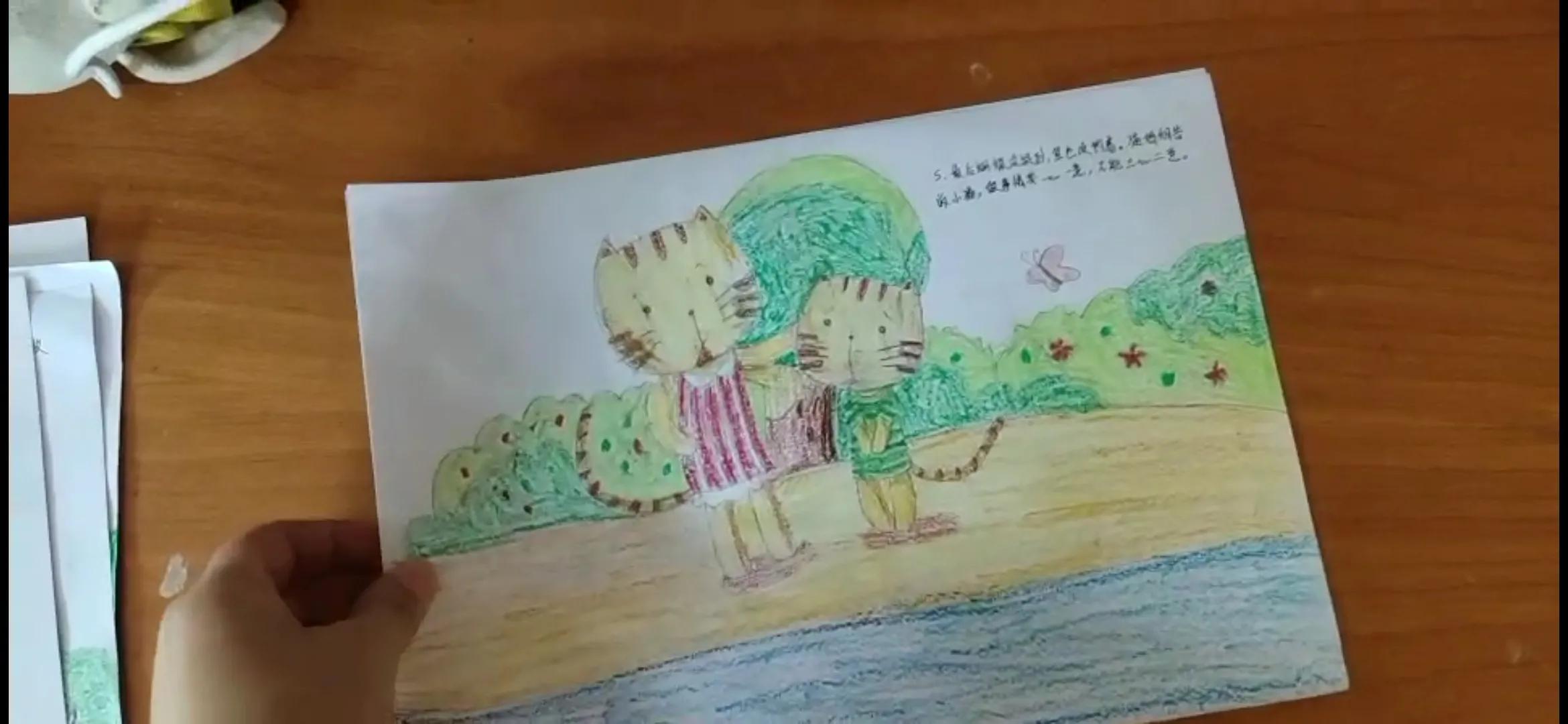 幼儿园手绘故事《小猫钓鱼》