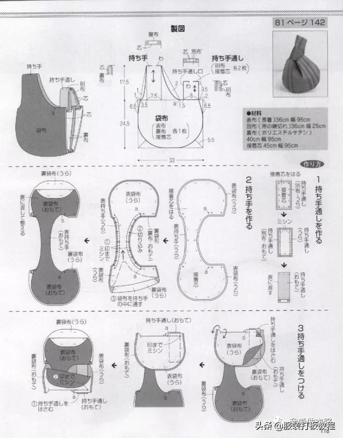 自制双肩包教程有尺寸（双肩包手提包裁剪纸样）