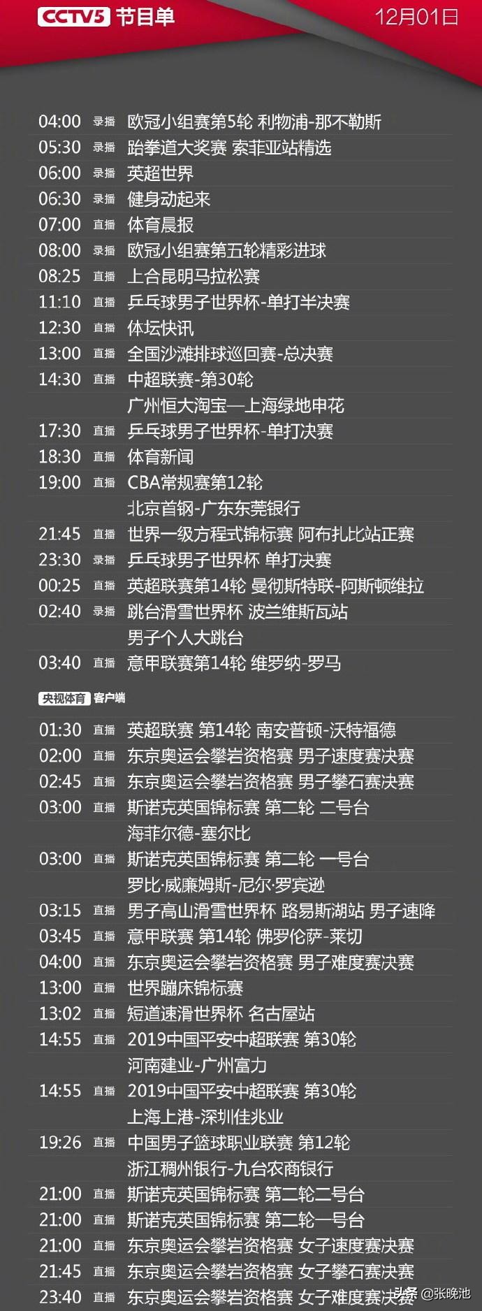 今日央视节目单，CCTV5直播恒大VS申花+CBA广东VS首钢+英超+意甲