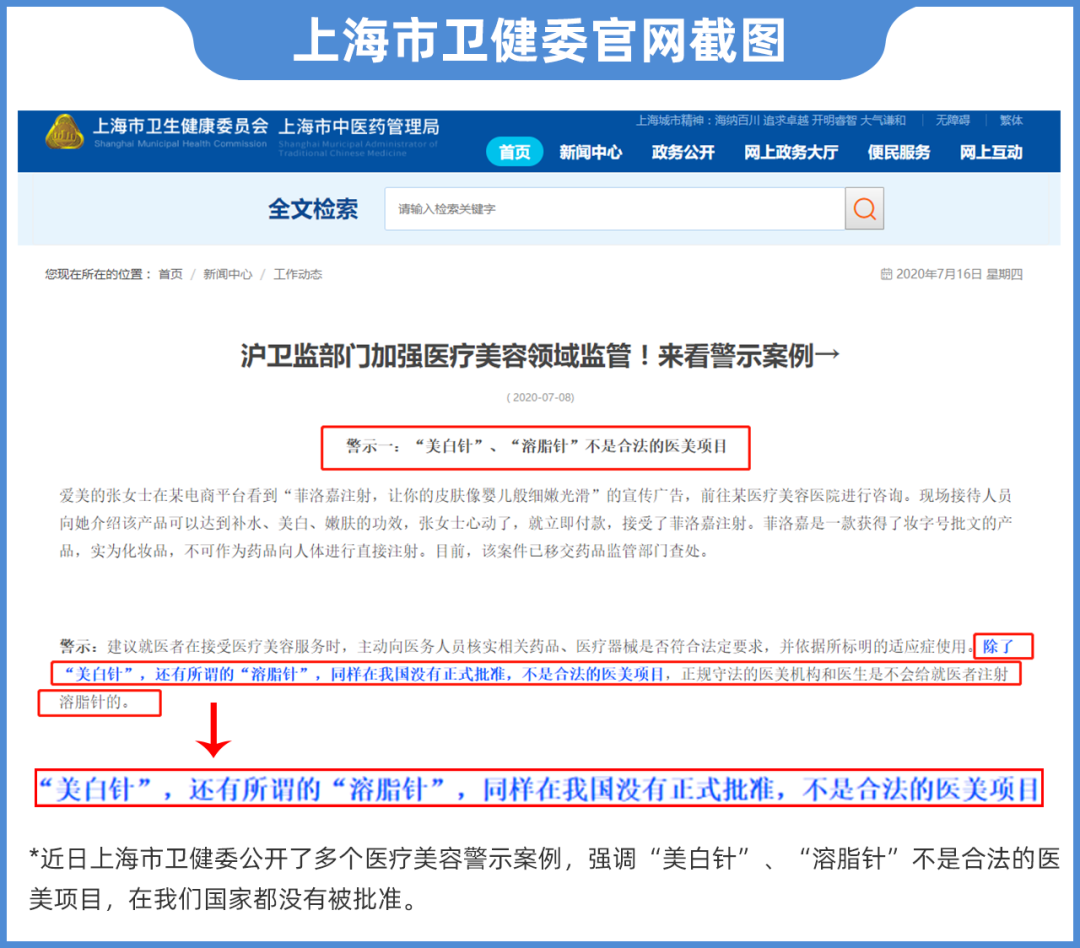 美白针、溶脂针是国家违禁项目，注意避坑