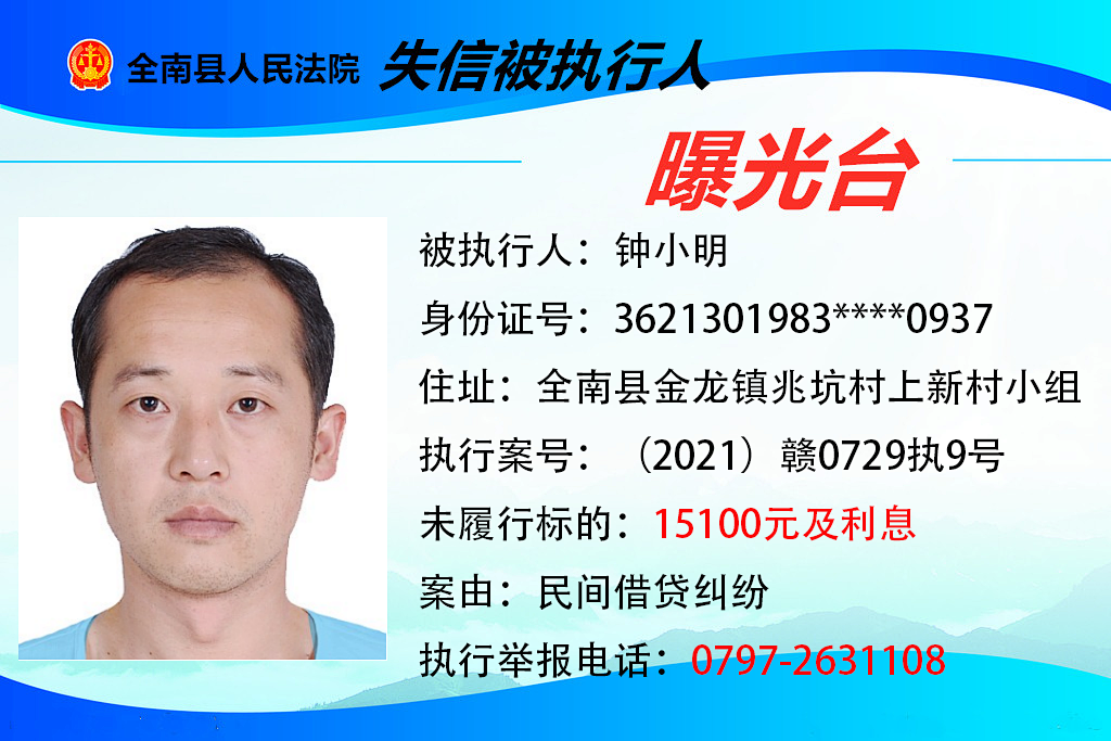 曝光！这些赣州人欠钱不还！你认识吗？