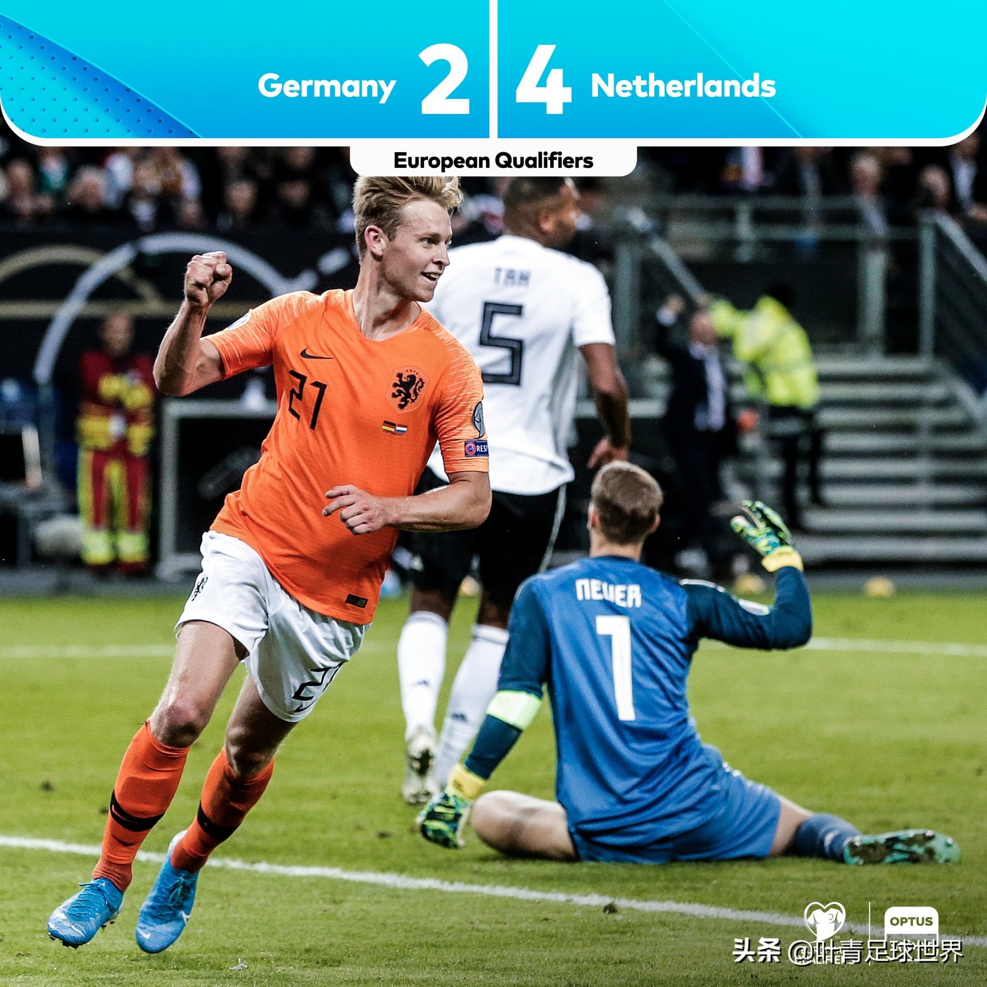 世界杯荷兰踢德国1-0(51299人见证疯狂！世界杯4冠王11分钟轰然倒下，球迷绝望怒吼)