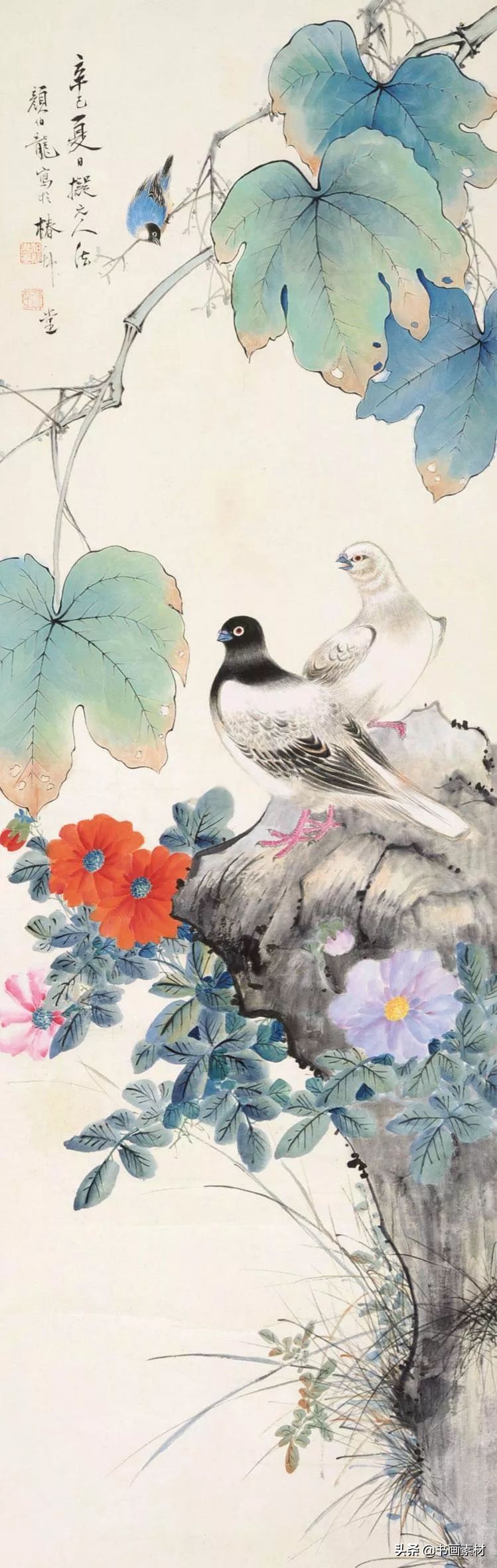 一代花鸟大家颜伯龙"兼工代写"的独特花鸟画作品欣赏