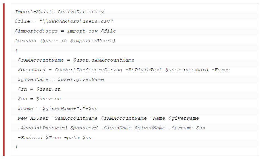 如何使用CSV文件在Active Directory中批量创建用户