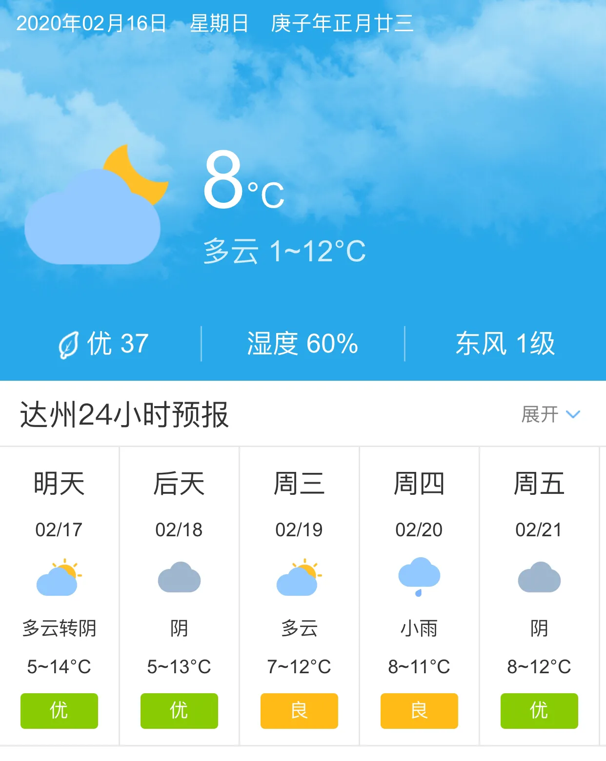 达州7天气预报天气快车四川达州2月17日起未来5天天气预报