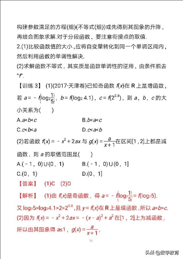 数学一轮复习07，函数的单调性与最值，必会常用4种方法