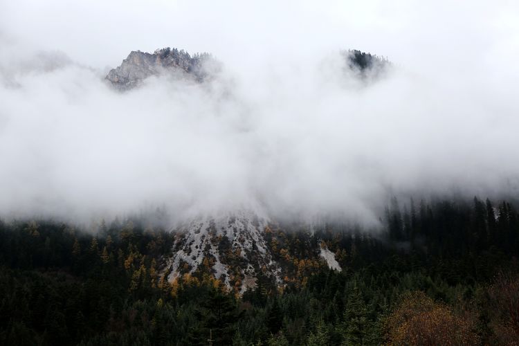 雪晴山色秀 云处有蓝天—雾漫雪山