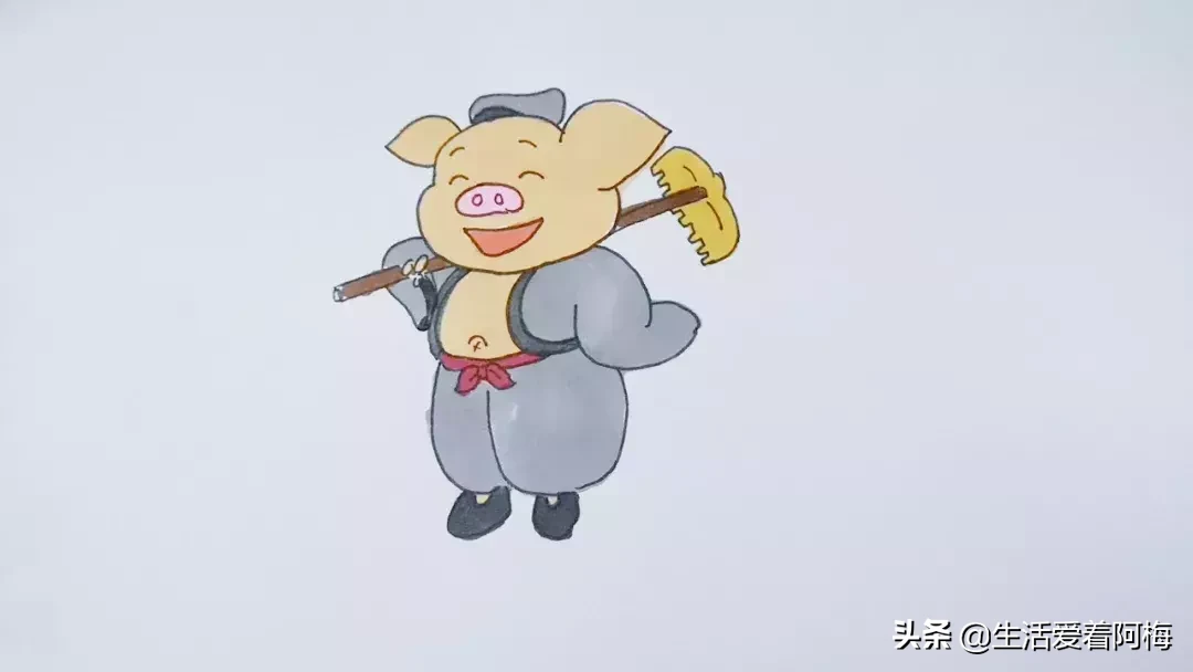 幼儿简笔画 人物:猪八戒