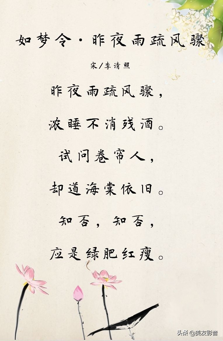 如梦令昨夜雨疏风骤拼音,如梦令昨夜雨疏风骤赏析_爱阅读