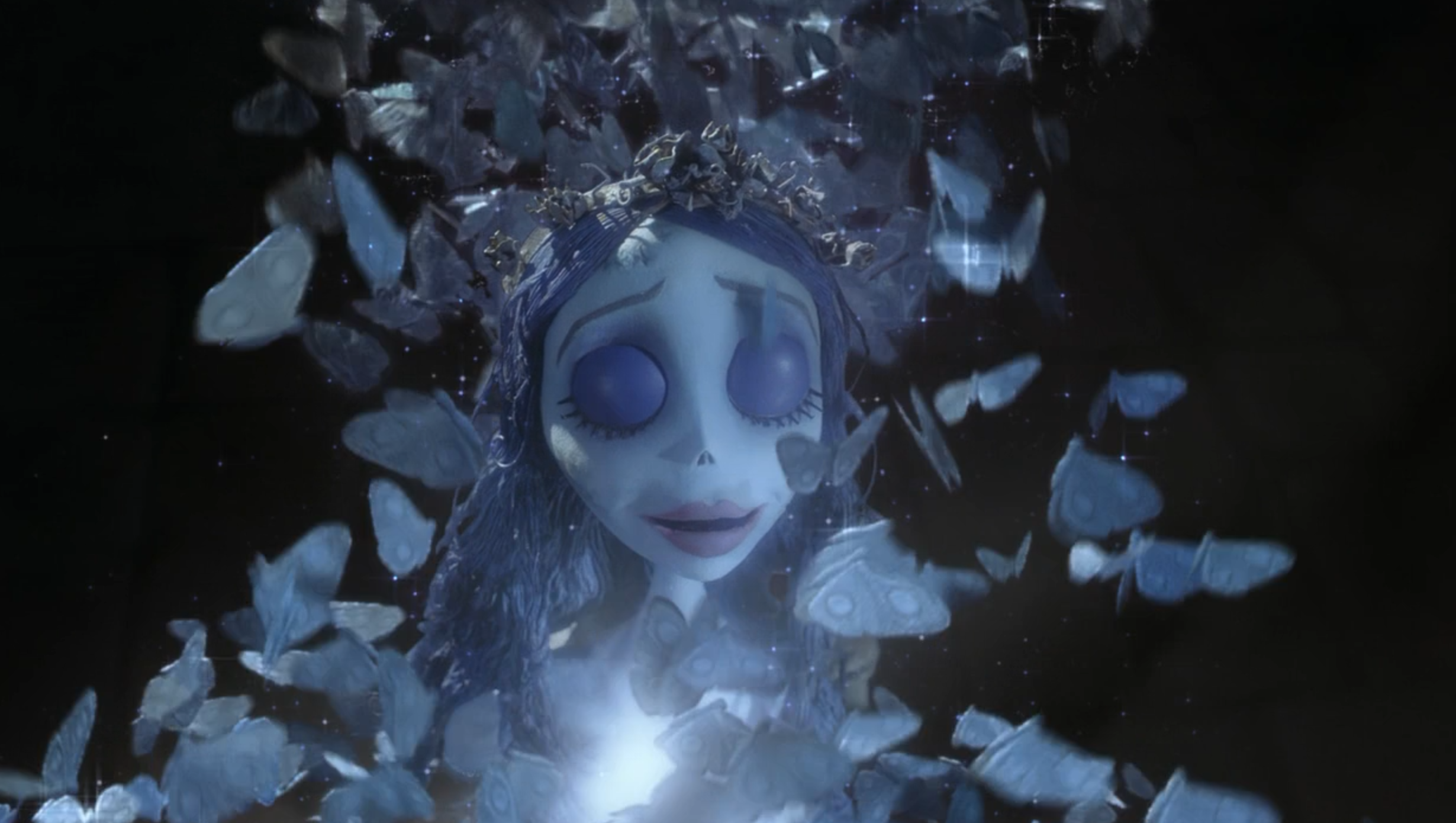 僵尸新娘最后释怀,放下心中执念,并化作蝴蝶消失了.