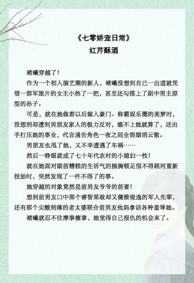「推文」五本年代军婚文，红芹酥酒《七零娇宠日常》，超甜的哟