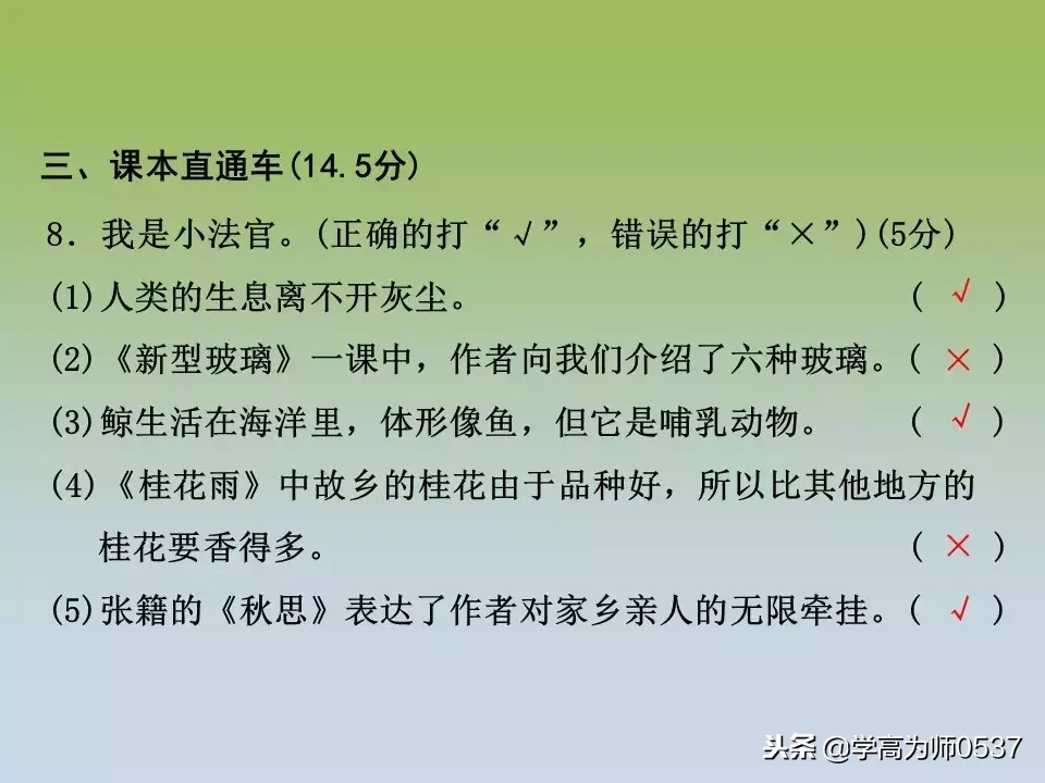 2018人教版五上、六上语文期中检测精选AB卷附答案