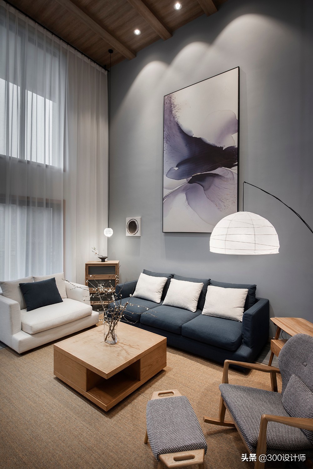 陈柯辛作品：晒晒200㎡复式装修，总造价90万，上下层挑高6米