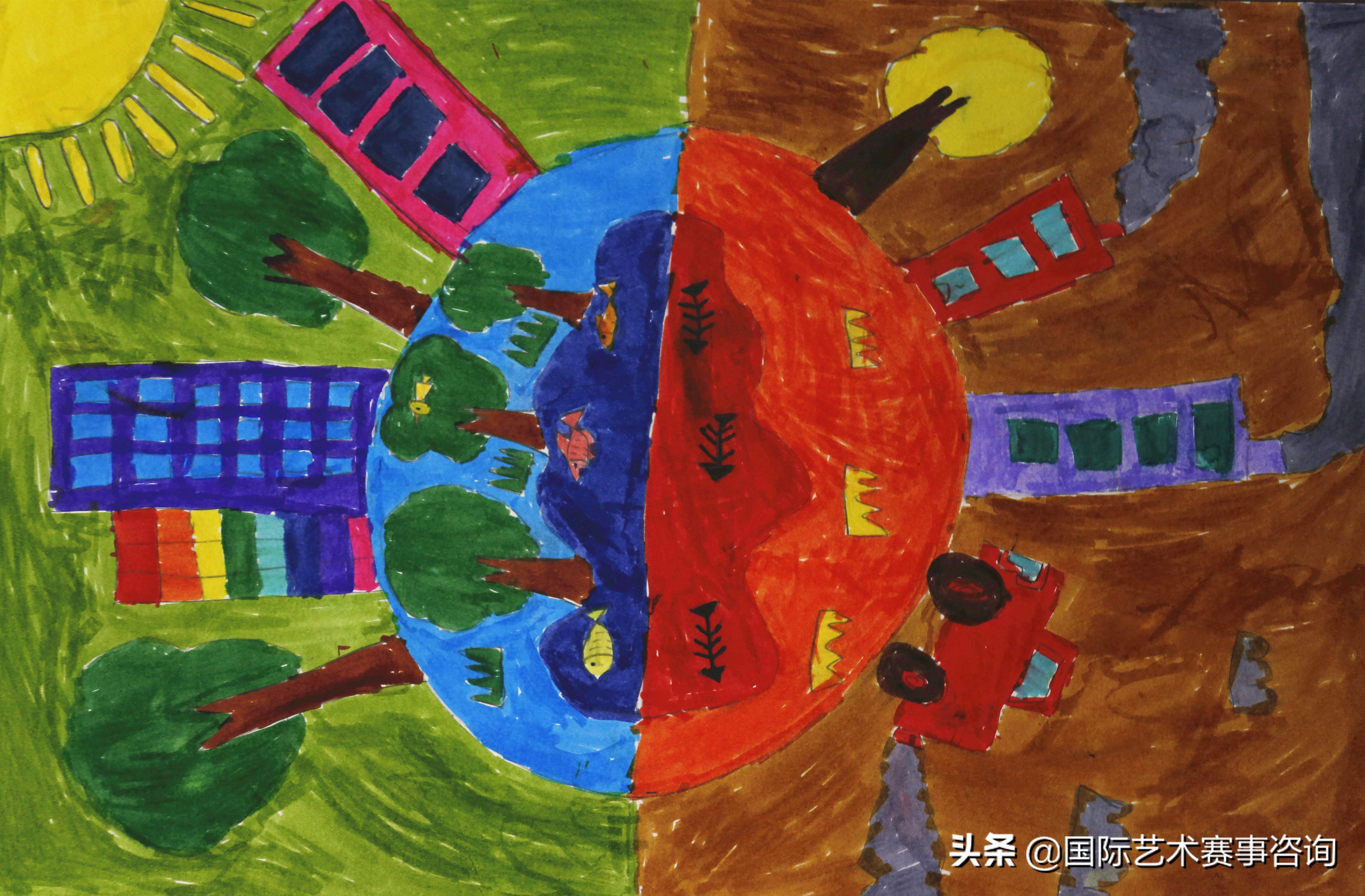 环境世界杯绘画一等奖(世界杯青少年现场绘画大赛环保主题作品展)