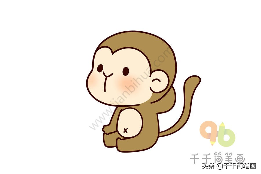 十二生肖简笔画之猴子的画法