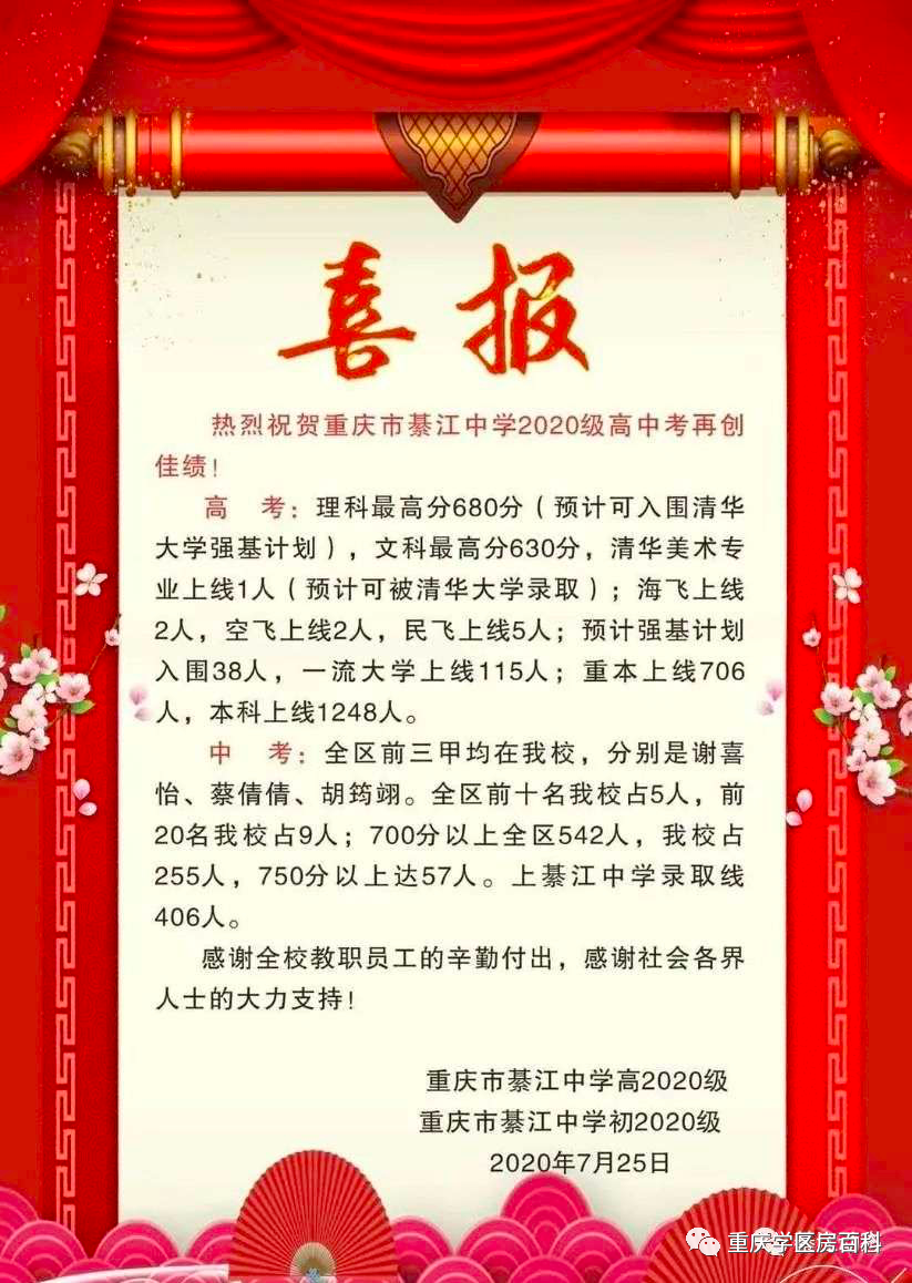 重庆主城区外部分中学高考喜报