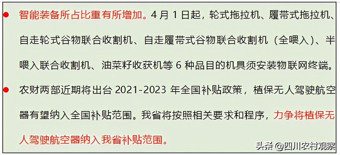 2021年四川农机购置补贴最高11万！来看看有哪些新变化