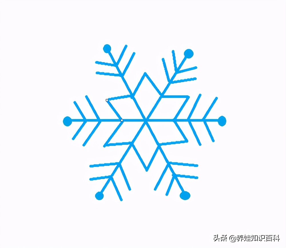 雪花怎么画?按照这个画法,蓝色可爱的雪花就画出来了,快学学吧