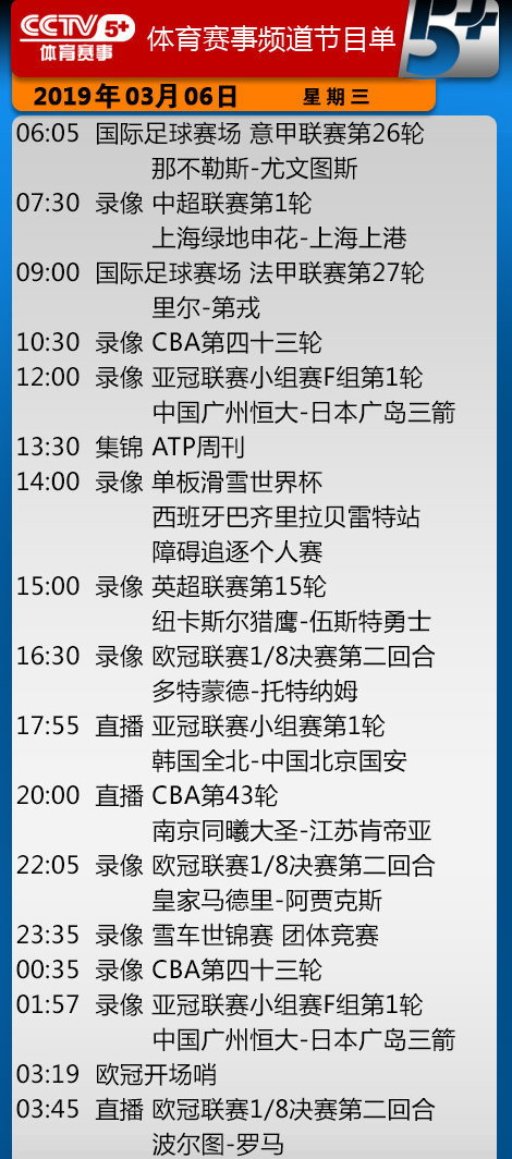 在韩国看欧冠哪个频道(今日央视节目单 CCTV5连播2场NBA 亚冠上港vs川崎 欧冠 5 转国安)