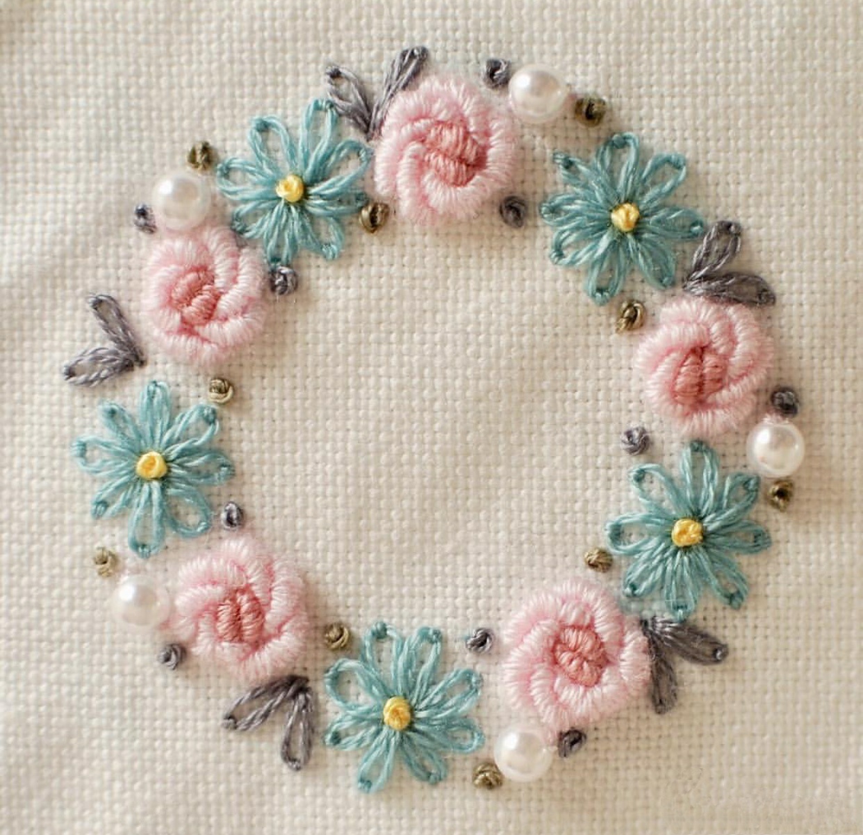 35款森系刺绣花环,全是花花草草,快来绣一个!附21张线稿