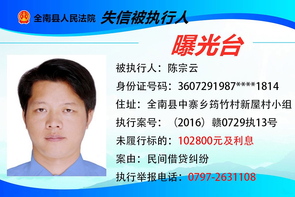 曝光！这些赣州人欠钱不还！你认识吗？