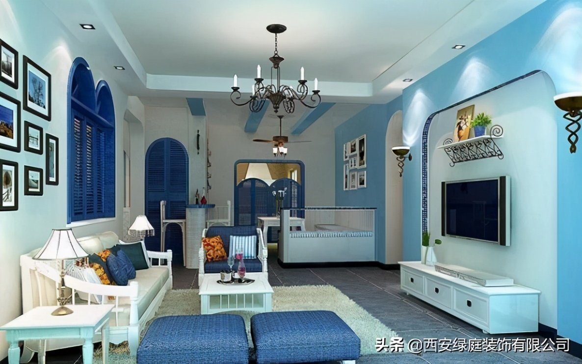 西安旧房翻新装修改造：海洋主题风格设计，每天就像住在大海里 - 液压汇