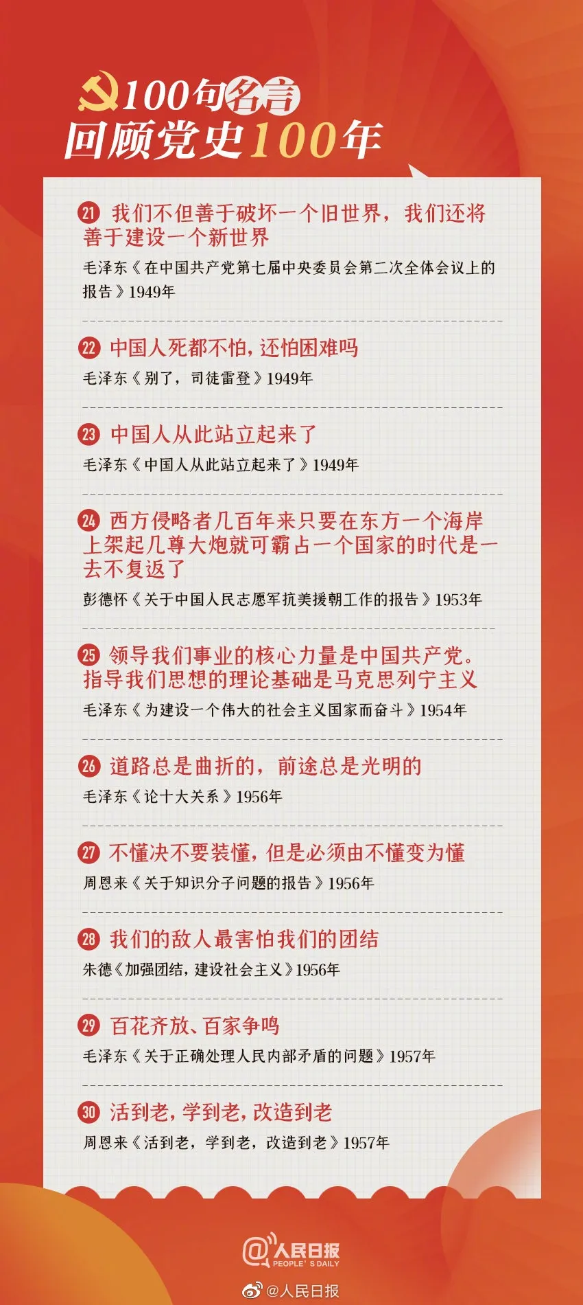 一起学习！100句名言回顾党史100年