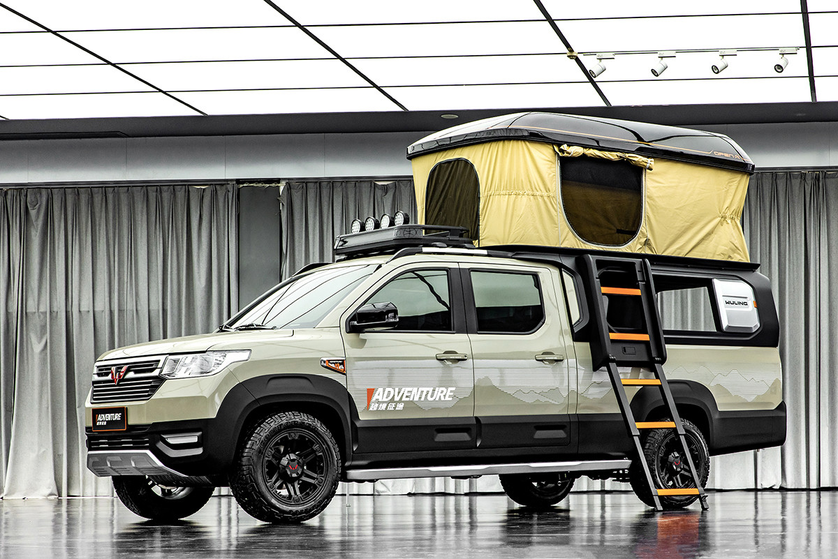 五菱进军露营车了?五菱"越境征途"官改皮卡露营车亮相