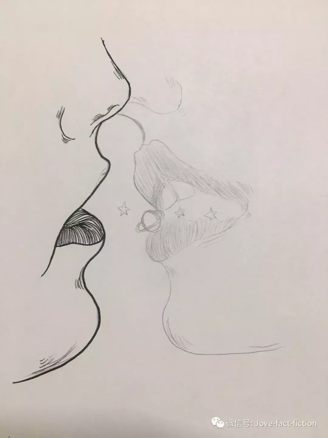 接吻怎么画一条线图片