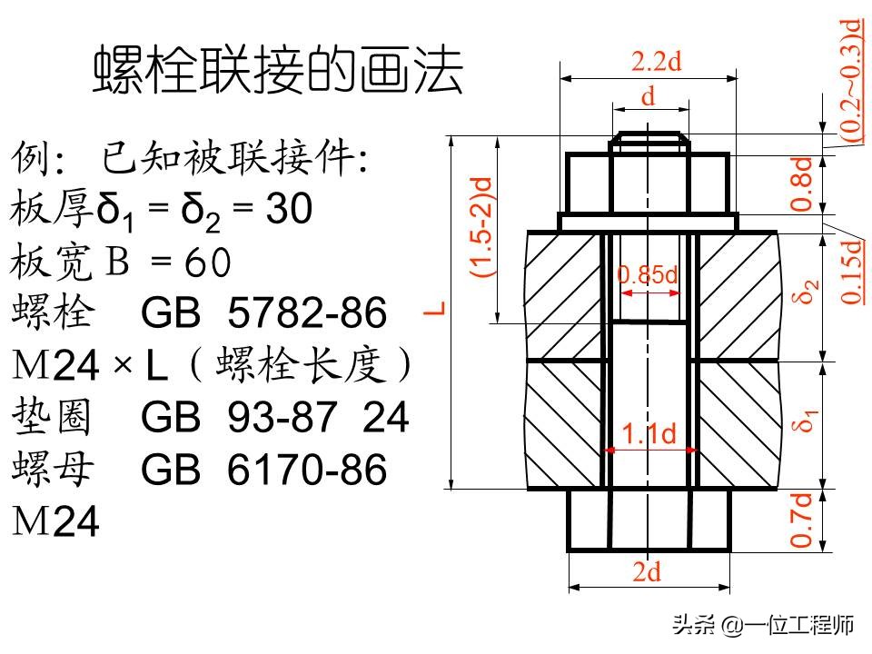 机械制图螺纹连接件的画法，63页内容详细介绍螺栓、螺钉的画法