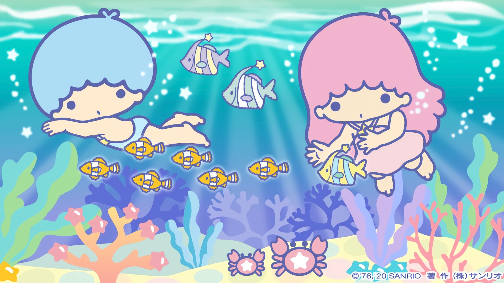 三丽鸥头像背景图| 双子星的快乐夏天 治愈清新电脑壁纸