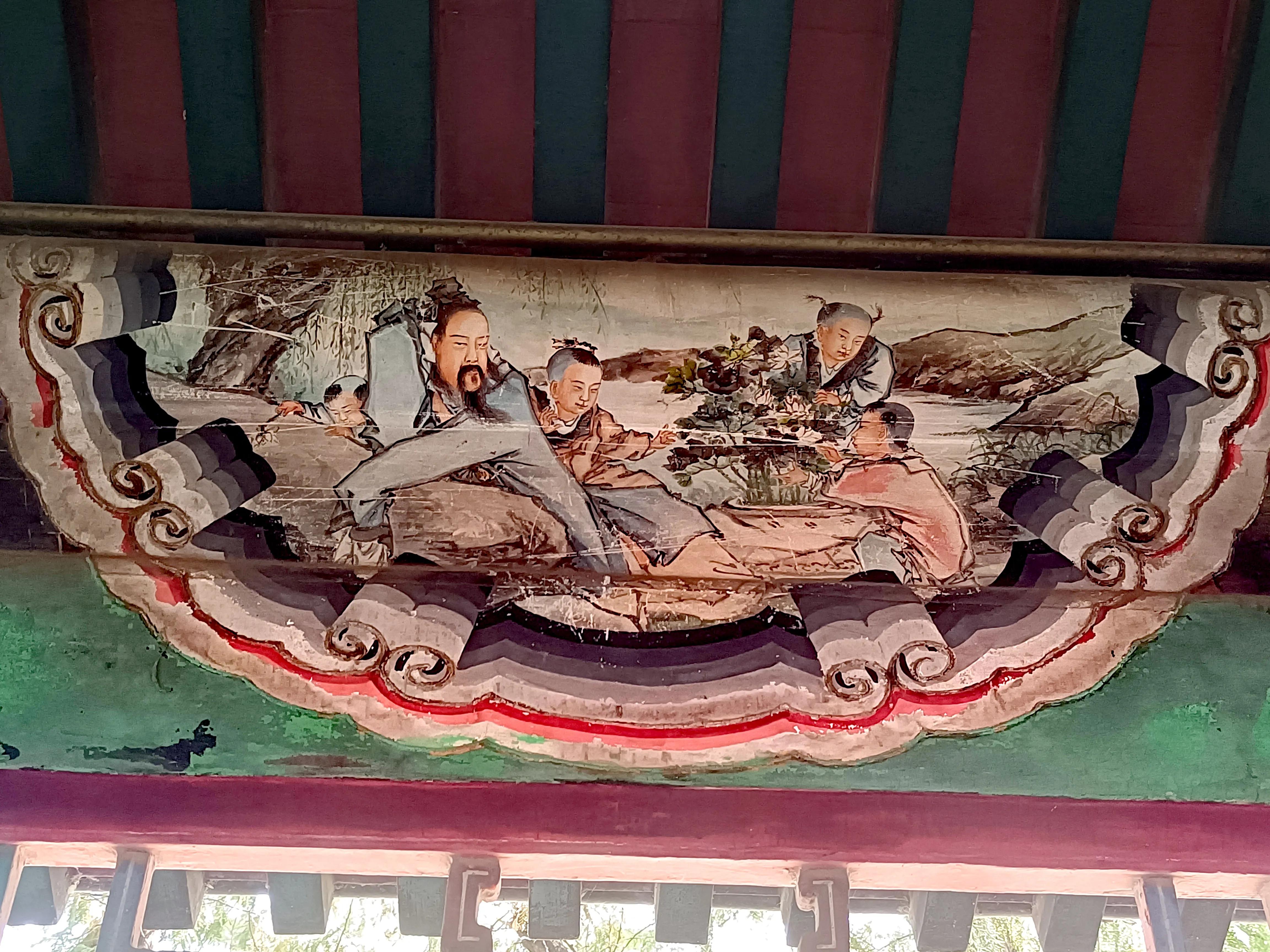 颐和园长廊的彩画之周敦颐《爱莲说》