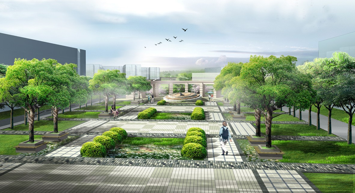 案例：河南财经政法大学景观设计效果图