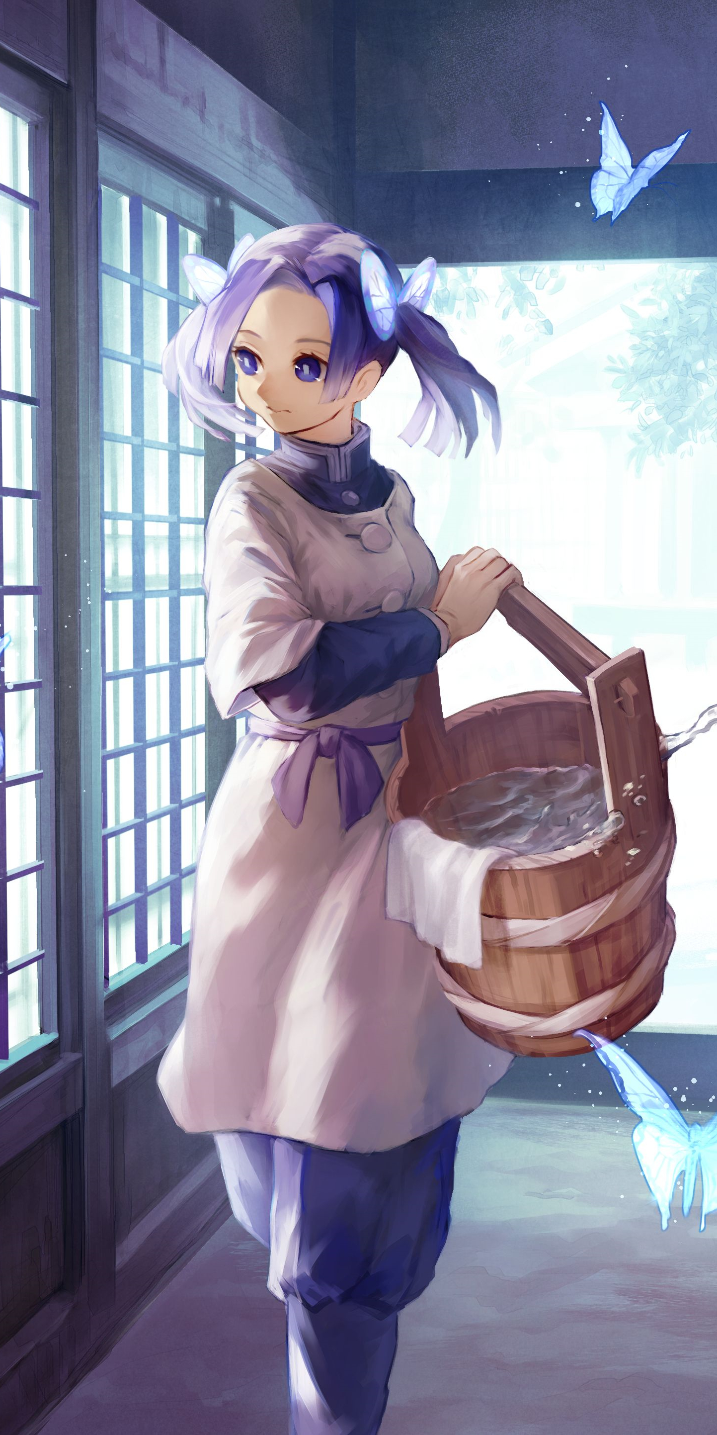 神崎葵(《鬼灭之刃》神崎葵,动漫全面屏壁纸,害怕战斗的邻家女孩)