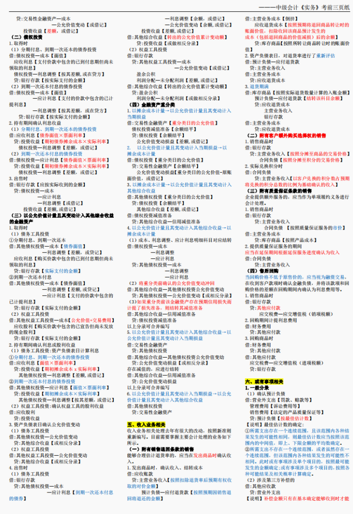 21年中级会计实务就剩5页纸啦，谁背谁过，附分录汇总+8套密卷