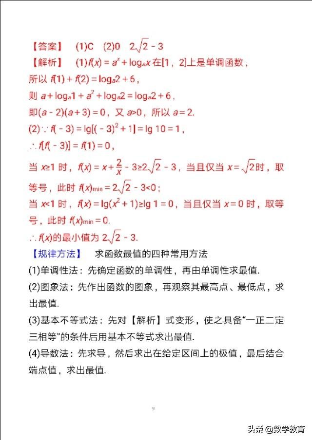 数学一轮复习07，函数的单调性与最值，必会常用4种方法