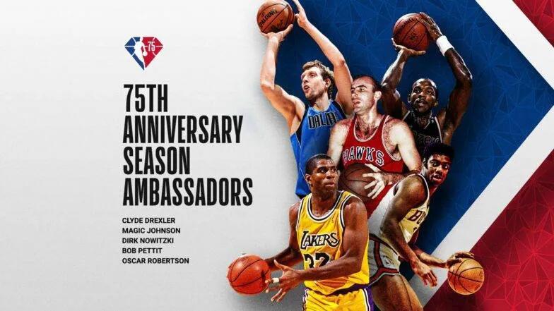 nba历届形象大使有哪些(NBA75大巨星分3次公布 魔术师等5人出任形象大使)