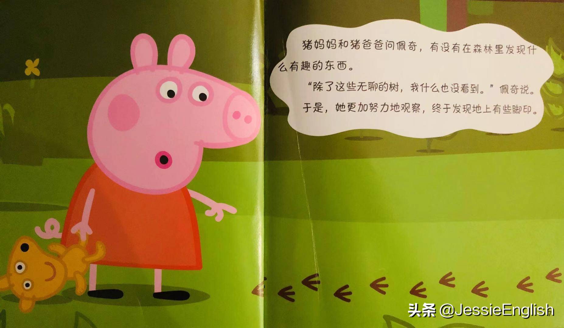 一本18页的《小猪佩奇》双语绘本，说清常见中英文六大句法区别