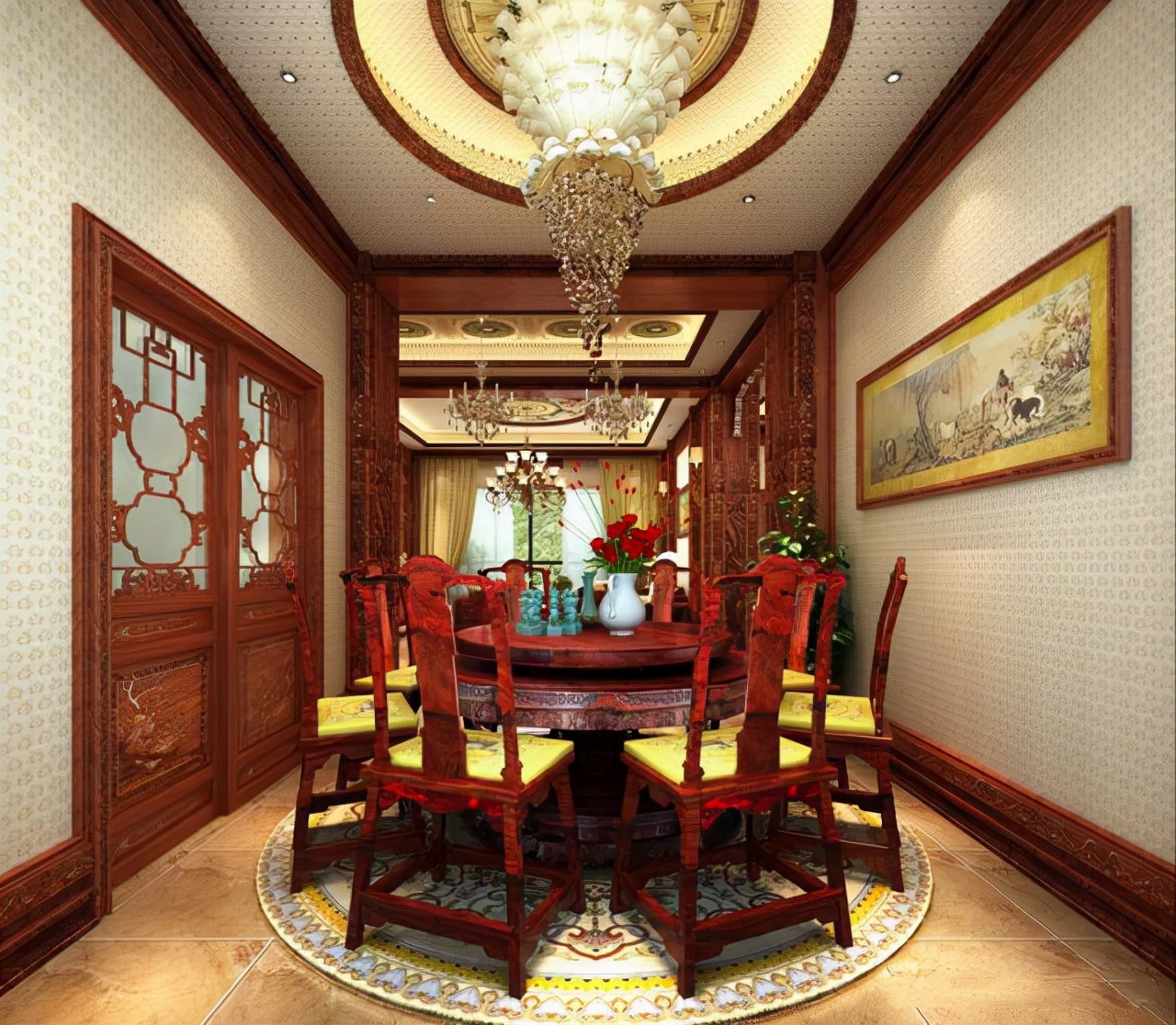 这才叫中式风，218㎡古典别墅，里面的红木装修太美了