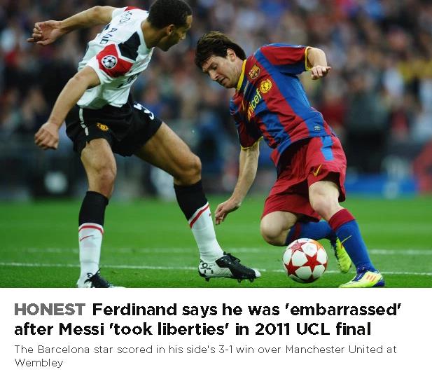 费迪南德回忆2011年欧冠决赛(费迪南德：梅西让曼联很尴尬 他是一个杀手 小罗像不真实的魔术师)