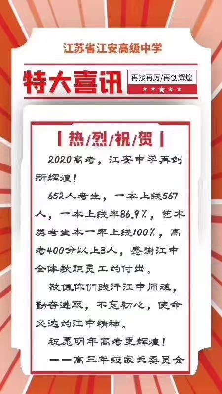 「高考喜报」2020南通各区县高中高考喜报汇总中