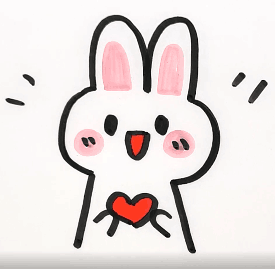 怎么画兔子简笔画(超简单的告白兔简笔画,几秒就能学会)