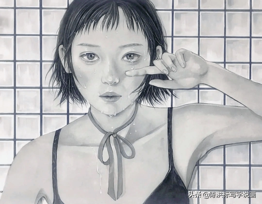 画中的人体太真实，少女伤心的泪水清晰可看，神情楚楚可怜惹人爱