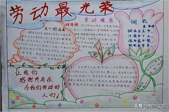 五一快到了，劳动节手抄报+诗歌+范文+名言，让学生动起手来