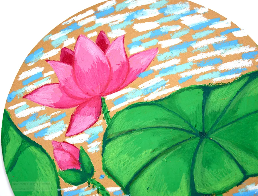 儿童画教程|油画棒绘画课程《热闹的夏日池塘》