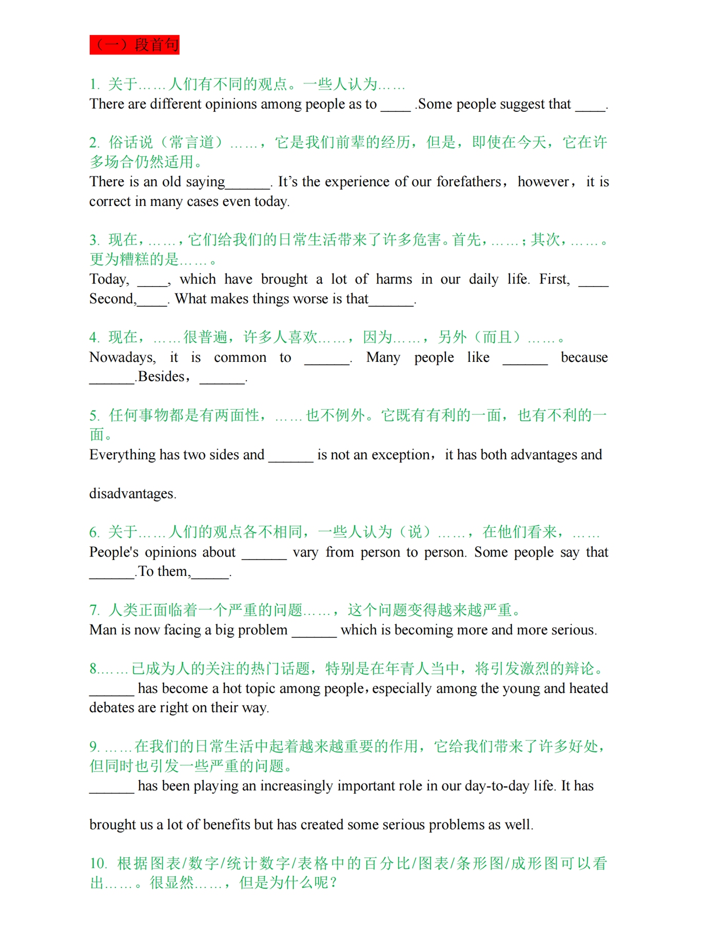 高考英语：议论文常用句型及满分模板。不提分，可以来骂我