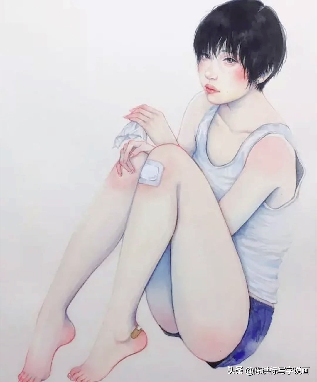 画中的人体太真实，少女伤心的泪水清晰可看，神情楚楚可怜惹人爱